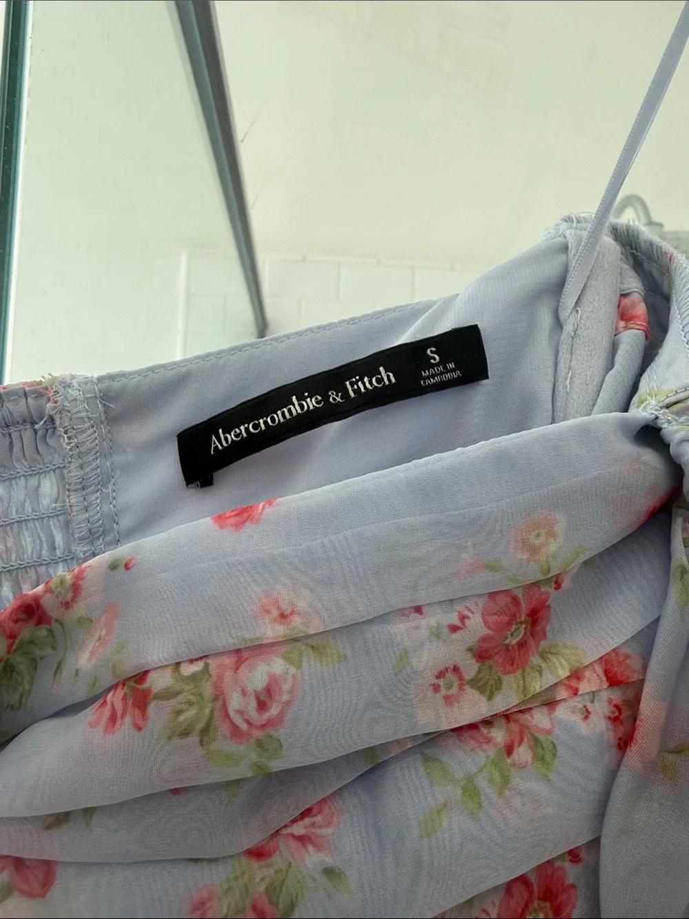 Abercrombie & Fitch Lavender Floral Off-Shoulder Maxi Dress